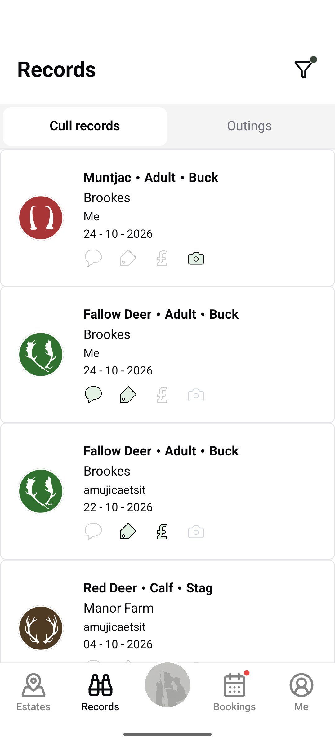 Records tab with the cull records list